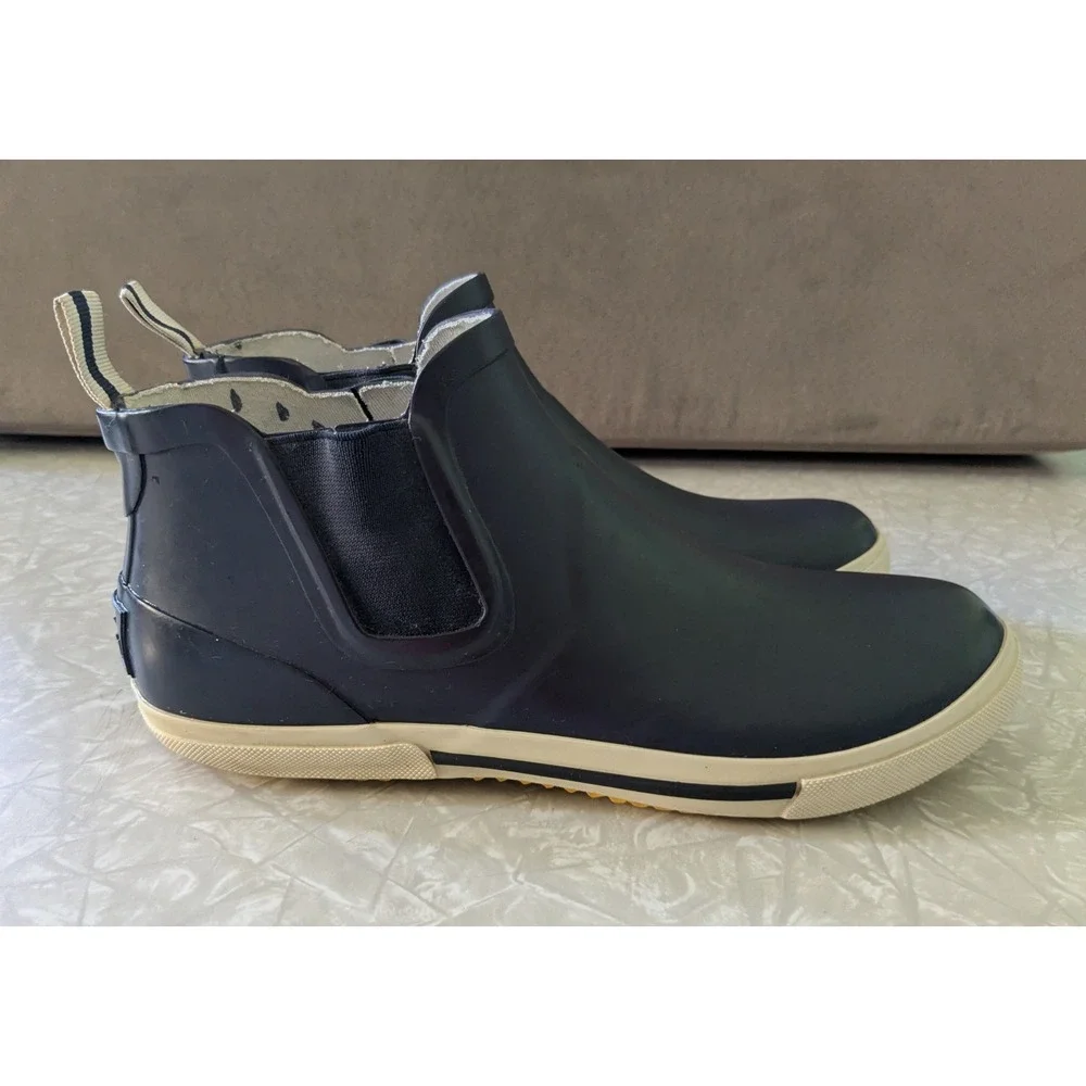 Joules Rainwell Navy Blue Rubber Chelsea Ankle Slip On Rain Boots Womens 8